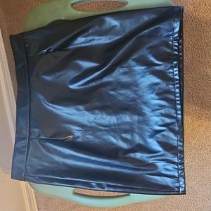 Black leather mini skirt